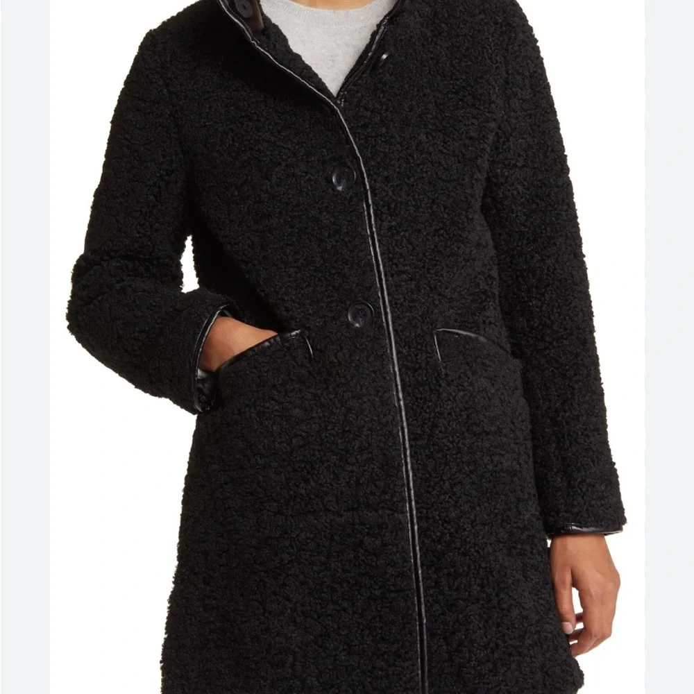 SAM EDELMAN
Stand Collar Faux Shearling Coat - Black - Picture 2 of 6